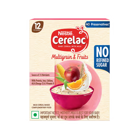NESTLE CERELAC MULTIGRAIN & FRUITS BABY CEREAL (NO REFINED SUGAR, 12 - 24 MONTHS)