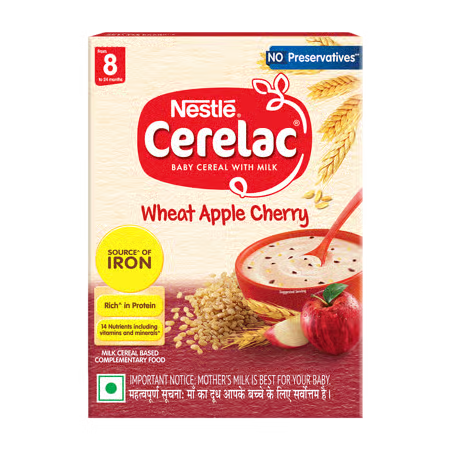 NESTLE CERELAC WHEAT APPLE CHERRY BABY CEREAL (8-24 MONTHS)